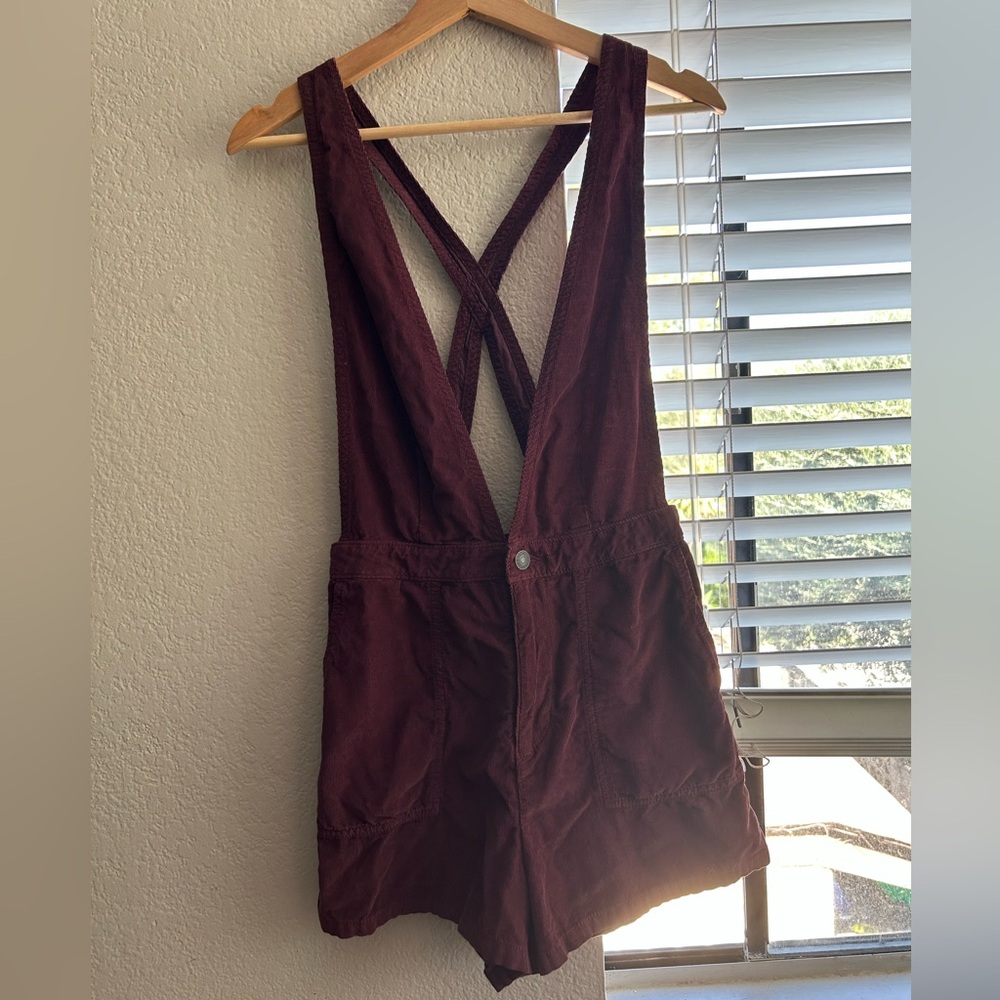 American Eagle Outfitters Maroon Corduroy Overalls